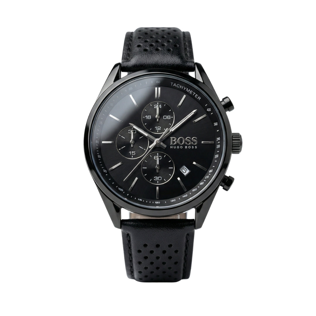 hugo boss leather 3 all black