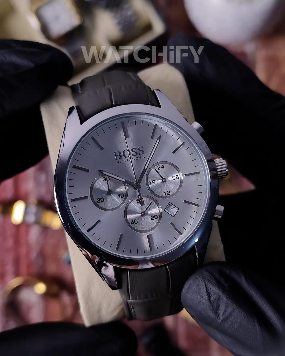 Hugo boss Grey leather